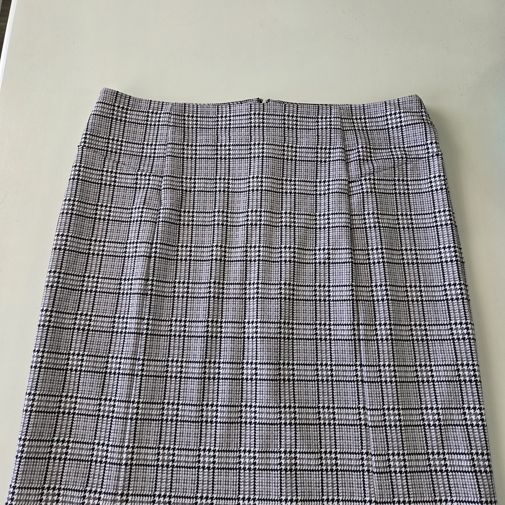 MICHAEL Michael Kors Black and White Plaid Midi Skirt